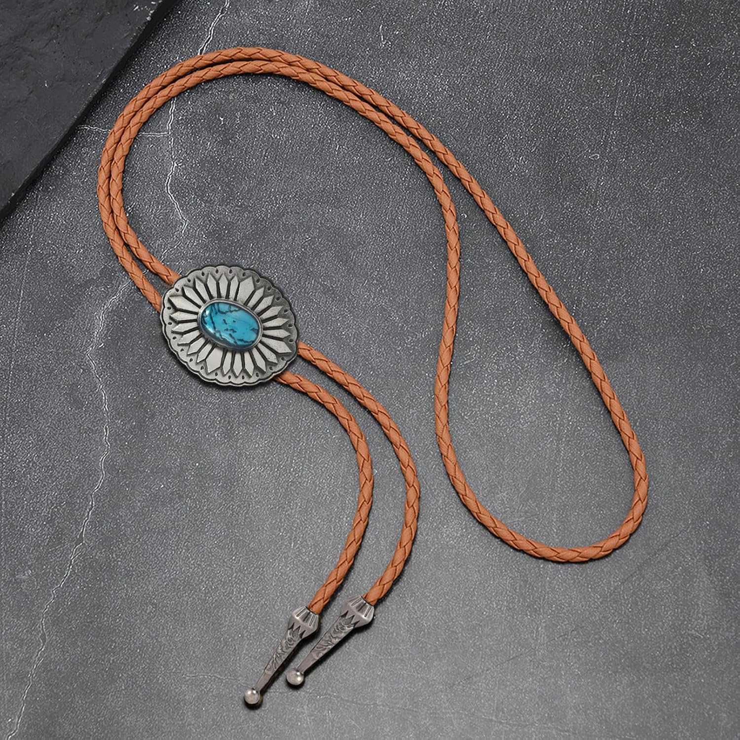 Bolo Tie for Men Western Cowboy Bolo Ties Turquoise Longhorn Horse Elk Leather Necktie Western Cowboy Accessories