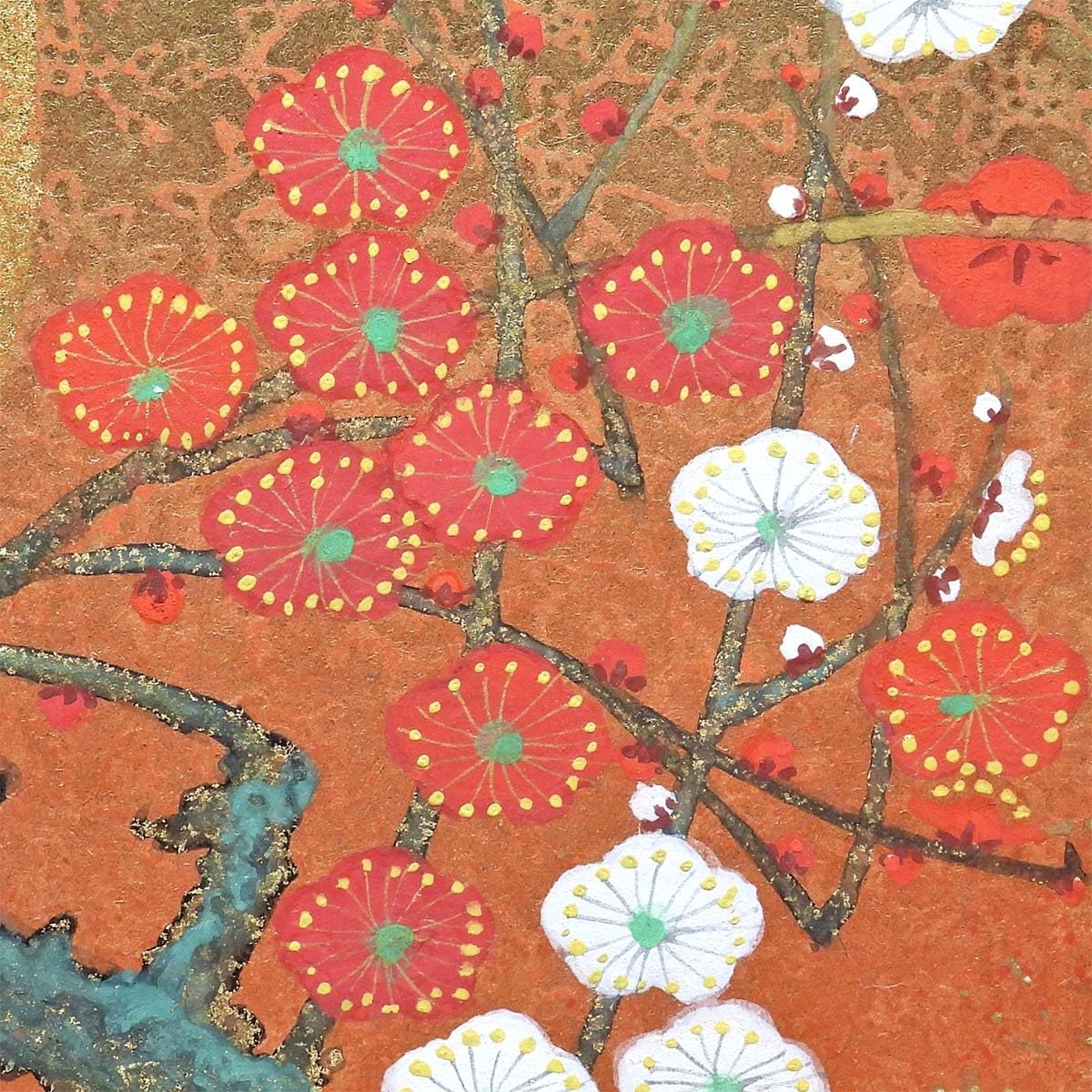 Amazon.co.jp: 石踊達也 紅白梅 紙本彩色SM 風景画 静物画 花 月 共