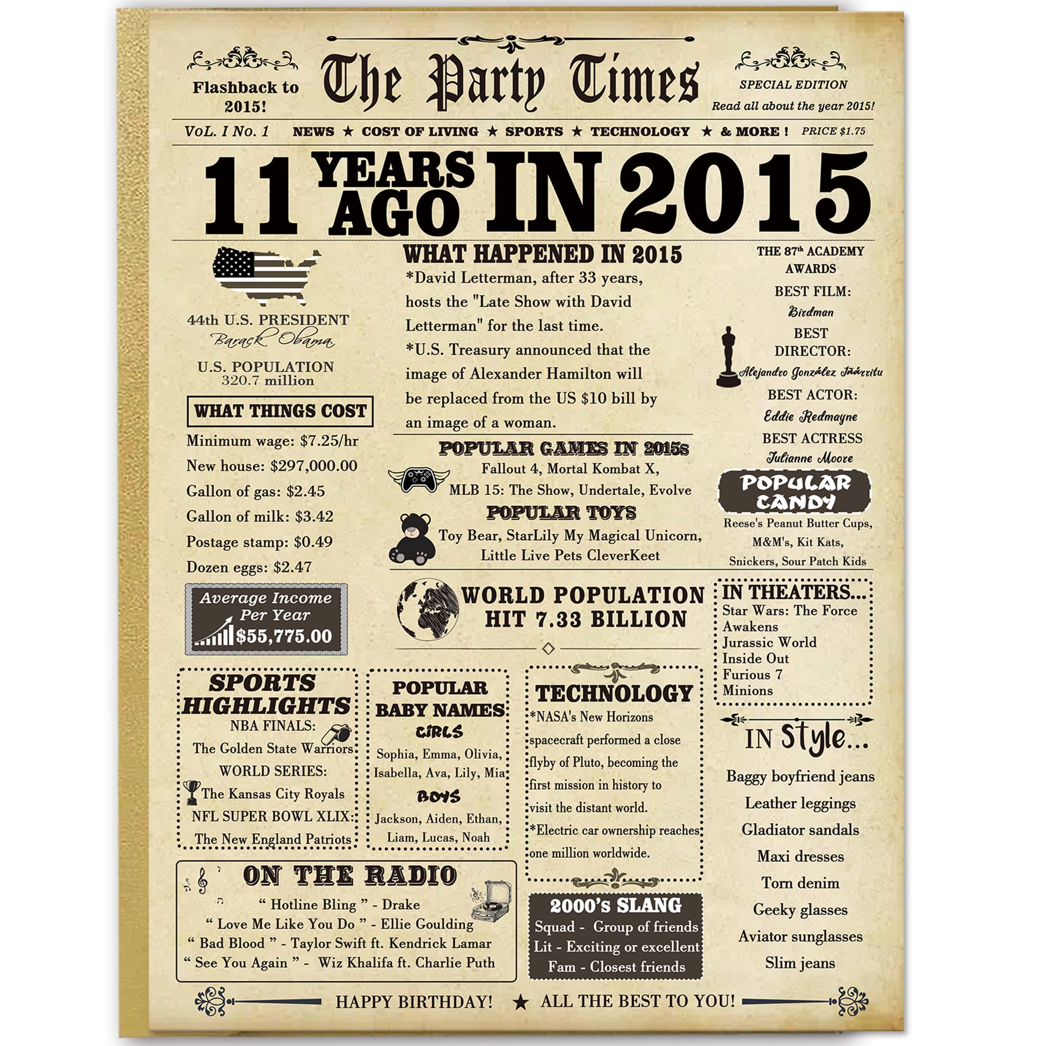 Big 11th Vintage Birthday Gifts for Girls Boys, Sweet 11th Birthday Decorations for Daughter Son Her Him,Humour Bday Card for 11 Year Old Granddaughter Grandson