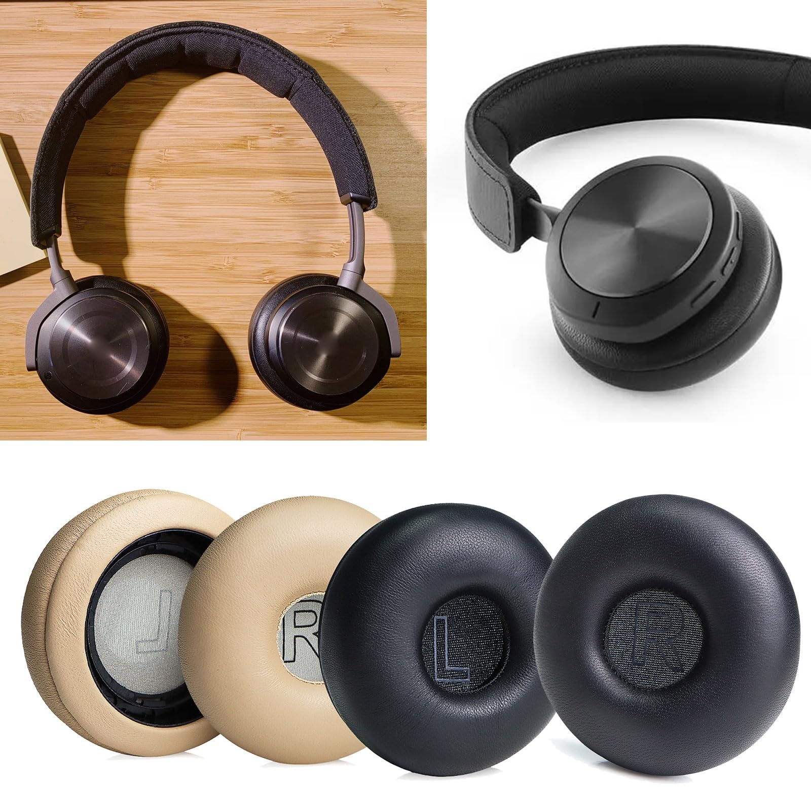 Lujosas almohadillas de piel de oveja para orejas H8i para auriculares, almohadillas de espuma viscoelástica suave para música, cojín de espuma viscoelástica