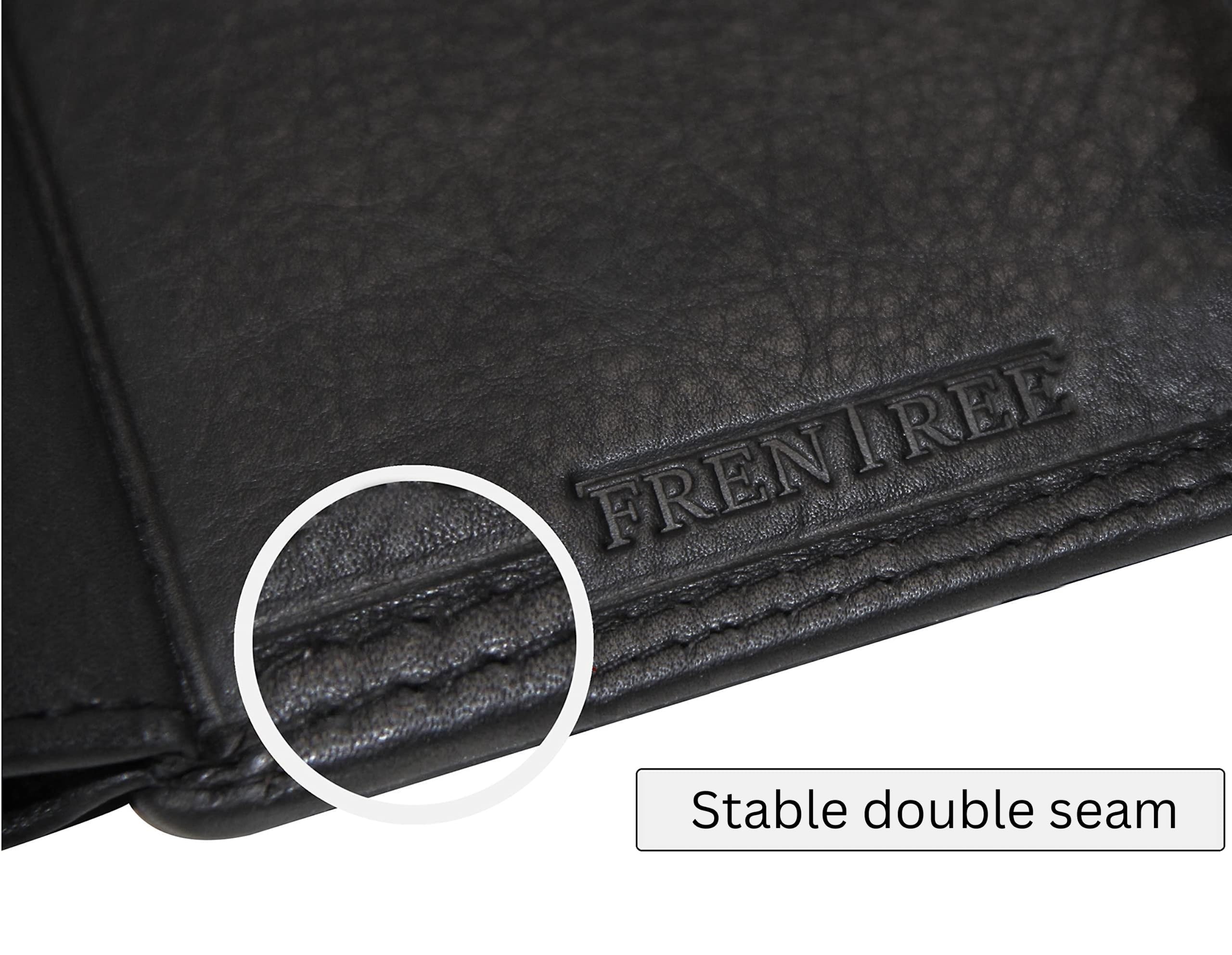 Frentree® Męski portfel ze skóry Nappa z ochroną RFID, 12 przegródek na karty, format poziomy, czarny, czarny, Klassisch, Format poziomy