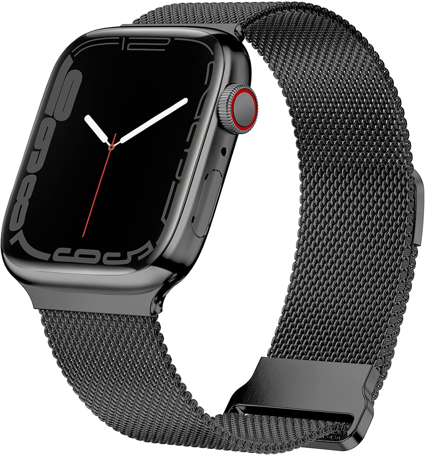 Winsumm Stainless Steel Mesh Adjustable Magnetic Strap Compatible for Apple IWatch Series 7/6/5/4/3/2/1 SE (41mm) (40mm) (42mm) (43mm) (44mm) - [Watch NOT Included] (Black)