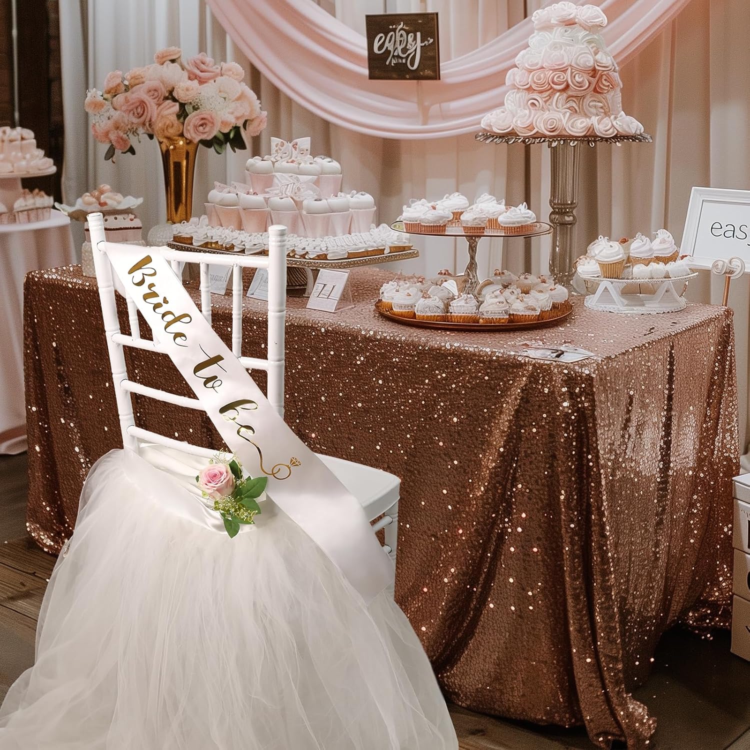 UNIQOOO Chair Tulle Tutu Decoration for Bridal Shower (Sash Not Included)