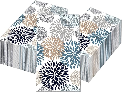 Miniatura 3 de 100 servilletas de papel florales de papel de dalia pinnata floral, servilletas de papel para invitados florales, flores azules, toallas de mano