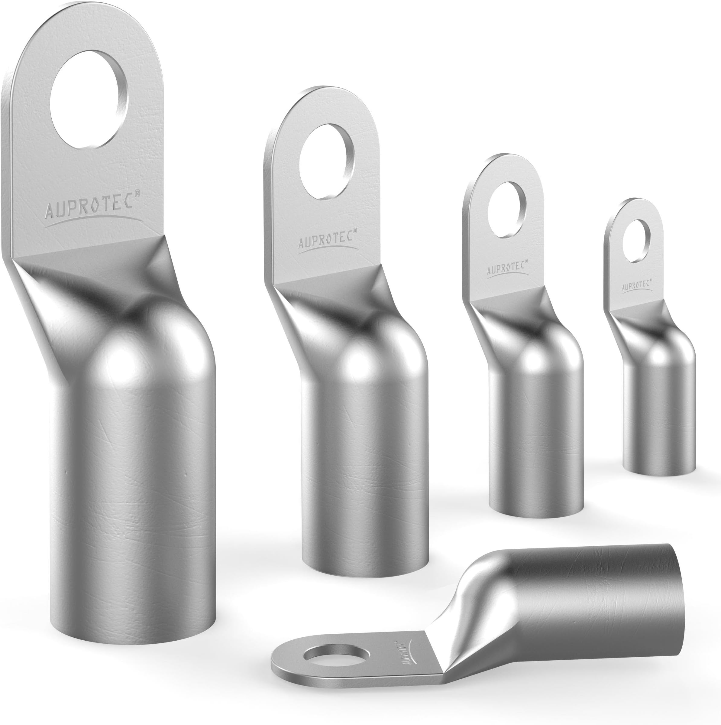 AUPROTEC 6x Cable Lugs 6 mm² AWG 10 hole M8 uninsulated SC Copper Tube Ring Terminals Crimp Lugs copper-tinned Electrical-Connectors