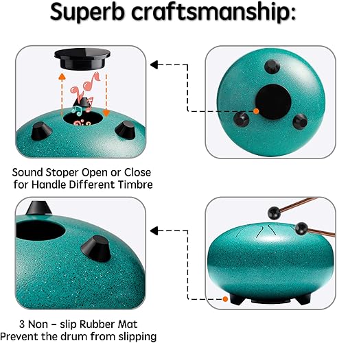 Vista 36 de Percusión de tambor de lengua de acero, instrumentos musicales de 6 pulgadas, 8 notas, regalos musicales para familiares y amigos (obsidiana)