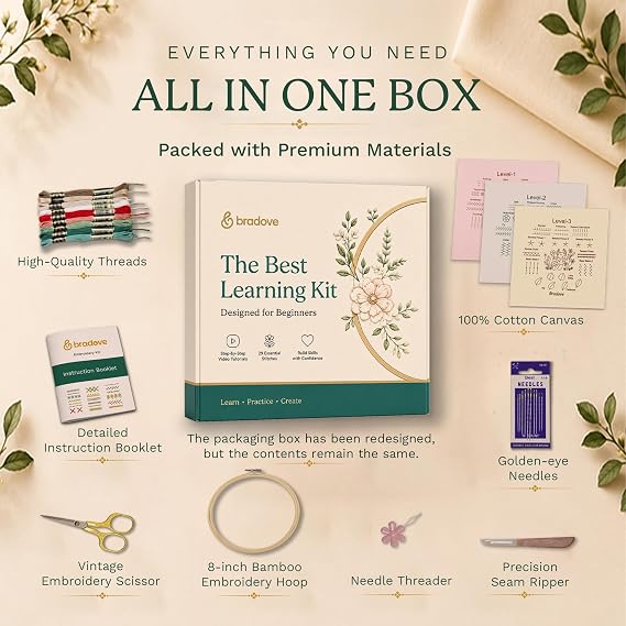 Bradove Hand Embroidery Kit for Beginners