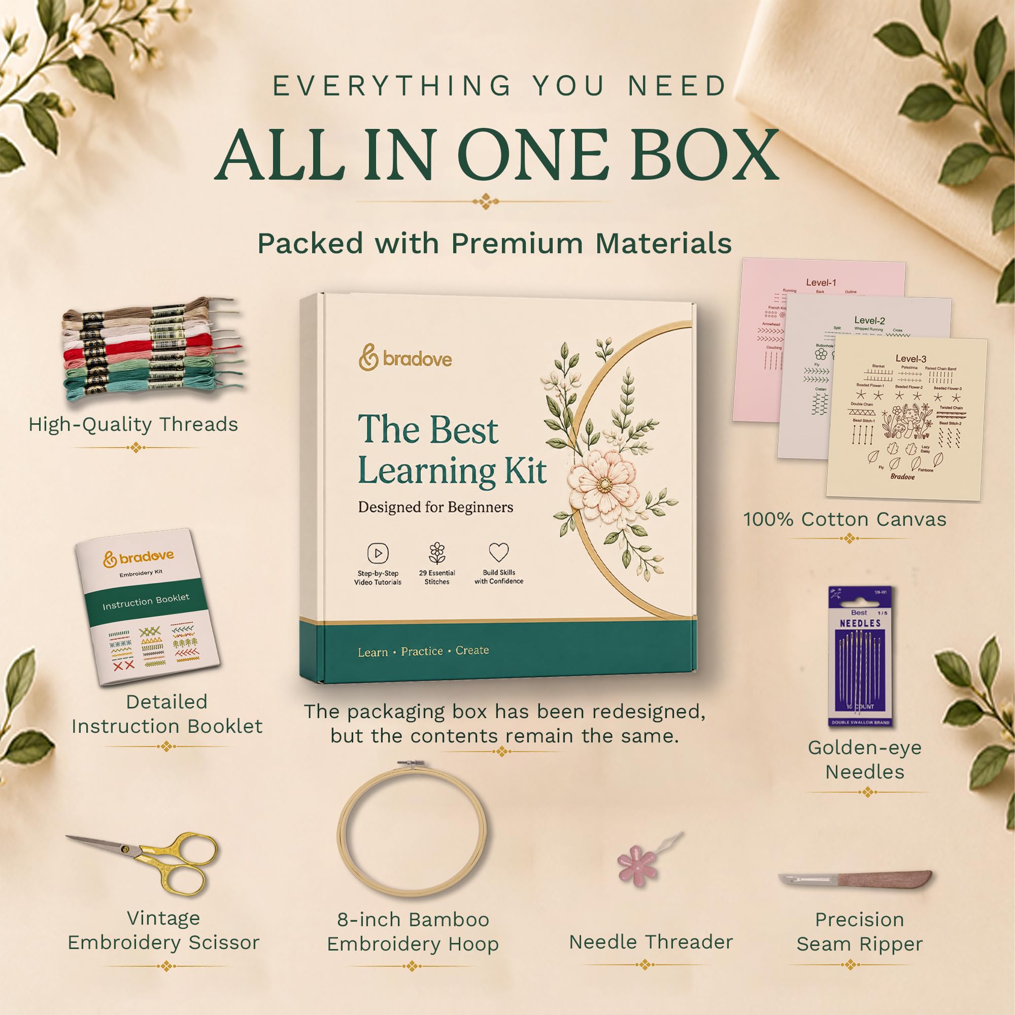 Beginner Embroidery Kit - Easy & Fun! -4 Beginner Embroidery Kit - Easy & Fun! -4