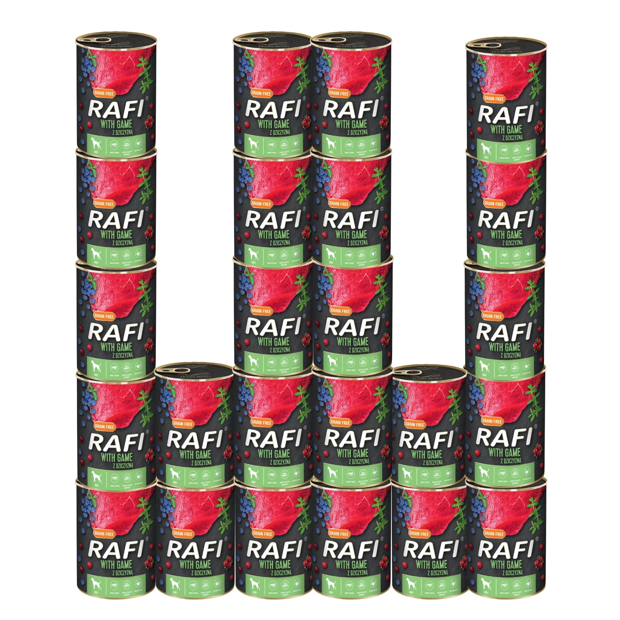 Rafi Complete Adult Wet Dog Food, Game, 24 x 400g Cans