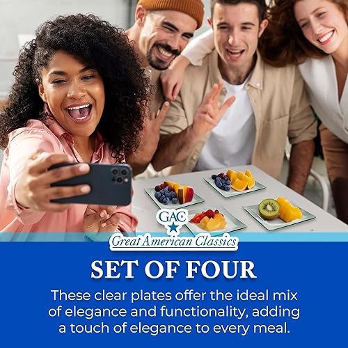 Miniatura 5 de GAC juego elegante de 4 platos para postre de vidrio templado - resistentes a roturas y astilladuras, resistente al horno, seguro para el microondas