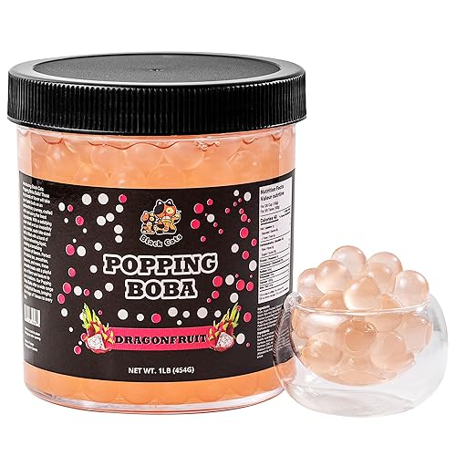 Popping Boba Pearls | Dragonfruit Flavor | 1LB (454g) | Bursting Tea Balls for Drinks, Desserts, Smoothies, and Snack Toppings | Bubble Tea Tapioca Pearl Mix - Dragonfruit