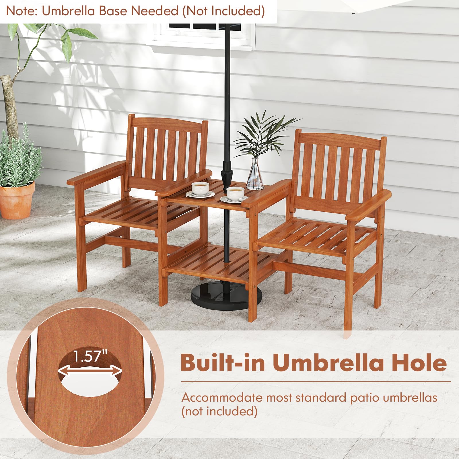 2 person patio set with umbrella RELAX4LIFE Outdoor Loveseat Built-in Table Mini Recycled Travel Backpack White / 36V / 250W Each bench measured 14.76D*56.3W*16.9H Color:Halloween Ghost