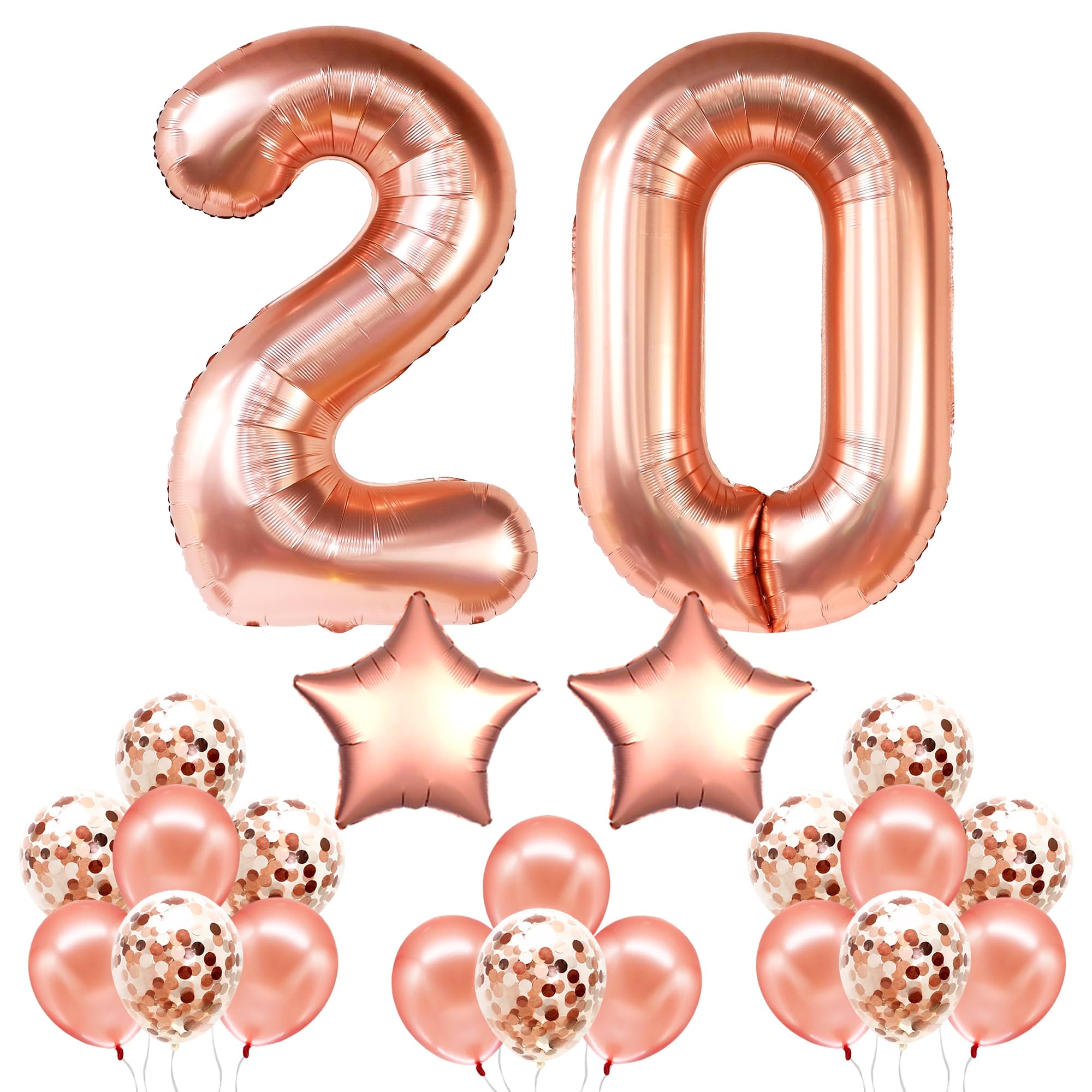 KatchOn, Rose Gold 20 Balloon Number - Huge, 40 Inch | Number 20 Balloons, Rose Gold Anniversary Decorations | 20th Birthday Decorations | 20 Number