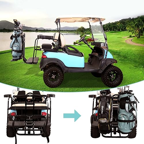 Miniatura 6 de 10L0L Soporte universal para bolsa de asiento trasero para carrito de golf EZGO Yamaha Club Carros de coche, con barra de seguridad trasera