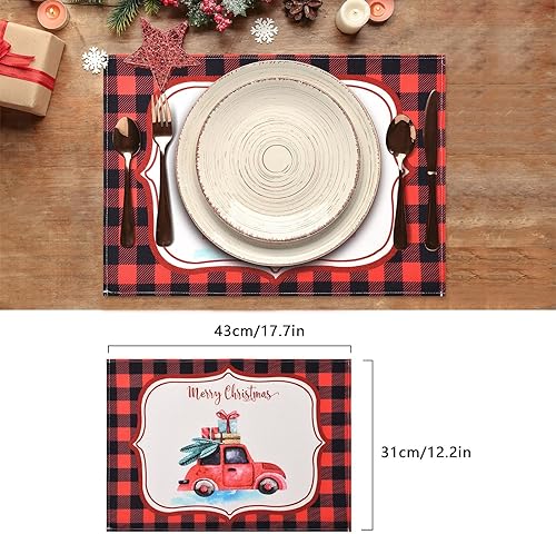 Miniatura 5 de Manteles individuales de Navidad, 12 x 18 pulgadas, temporada de invierno, Navidad, vacaciones, muñeco de nieve, manteles para fiestas, cocina,