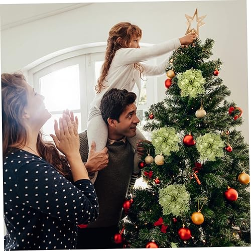 Miniatura 5 de ARTIBETTER 3 juegos de 12 piezas de flores huecas de Navidad para exteriores, guirnalda de Navidad con purpurina de flores de pascua, adorno de