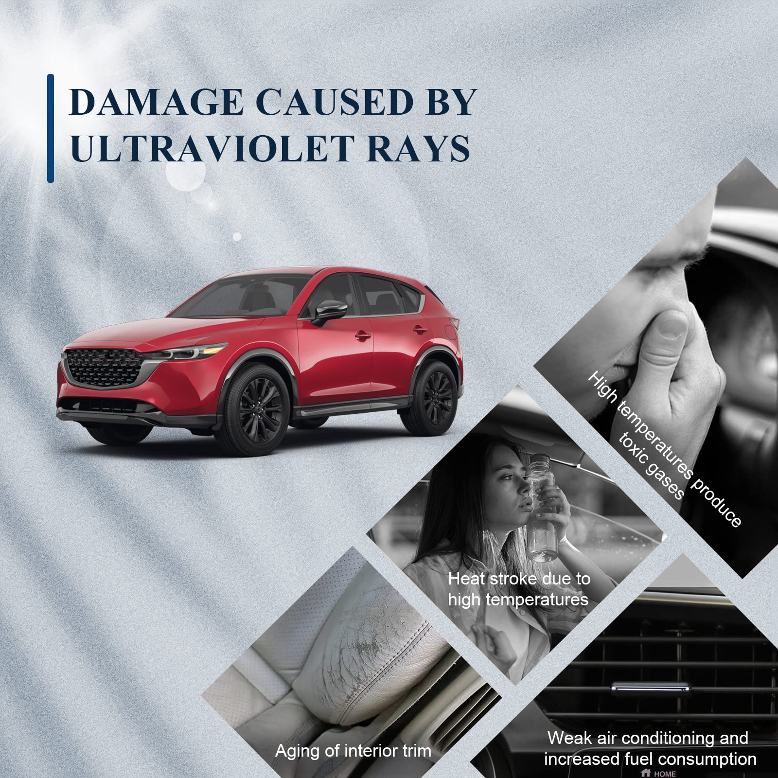 Auto Voorruit Cover,Voor Mazda CX-3 CX-30 CX-4 CX-5 CX-50 CX-60 CX-7 CX-8 CX-9,Winter Bescherming Opvouwbare Afneembare Auto Cover Tegen Sneeuw,Ijs,Vorst,Uv- Straling,Zon,Stof
