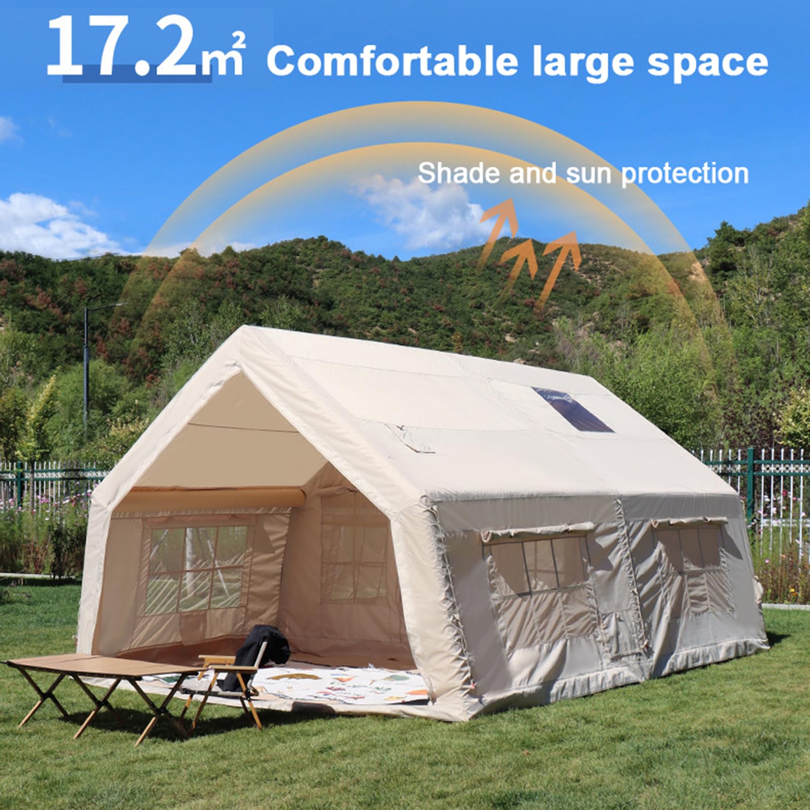 Amazon.co.jp: 自動膨張式キャンプテント、17.2㎡エアグラン