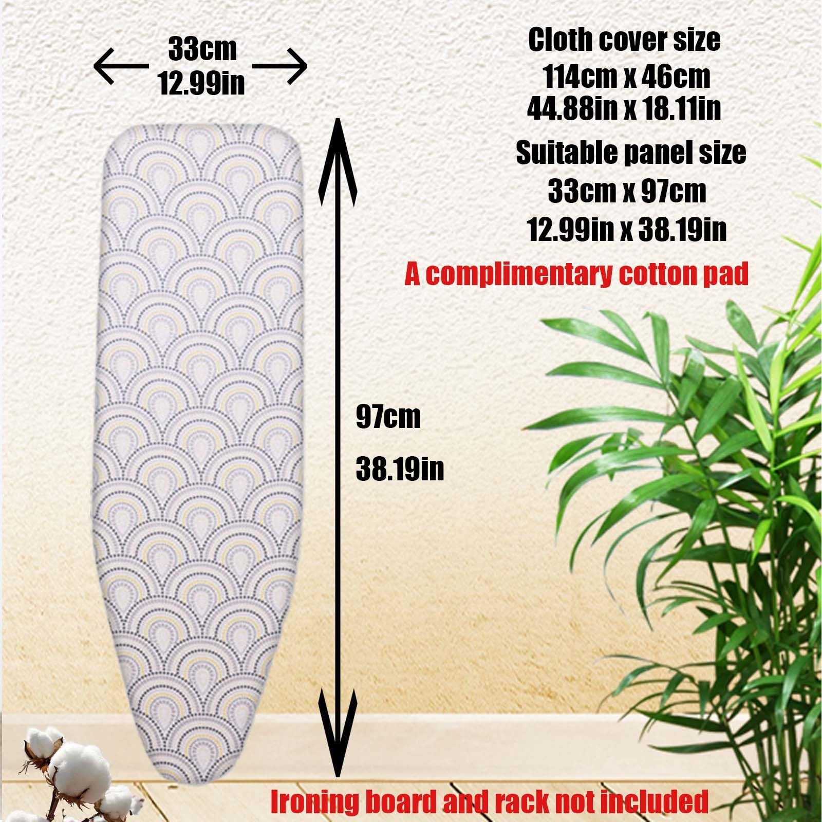 Funda para tabla de planchar resistente de 128 x 40 cm, acolchado de repuesto con cordón, se adapta a mesas de planchar estándar, color pavo real, duradera y fácil de usar