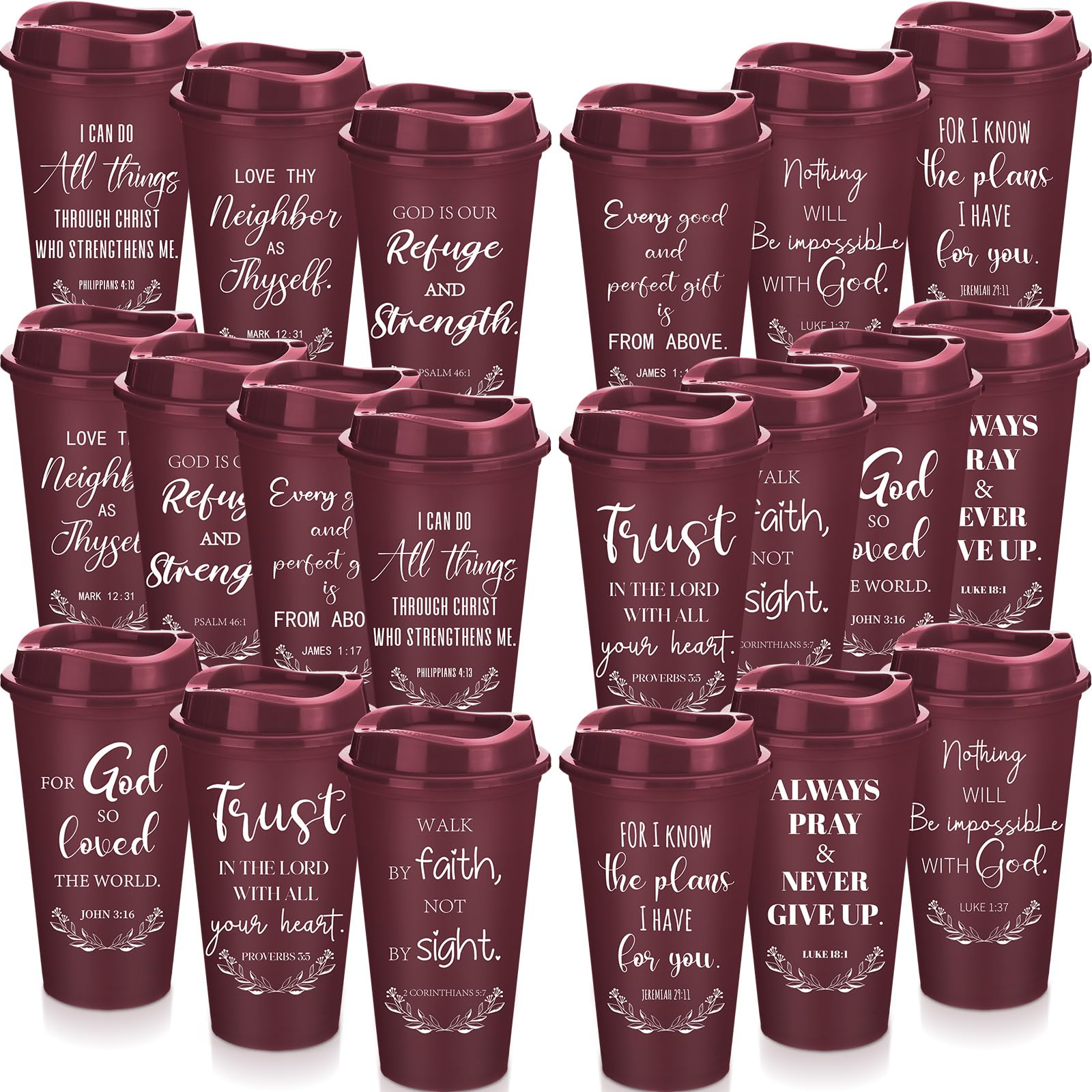 Skylety 60 Pack Christian Gifts Bulk 16oz Bible Verse Tumbler with Lids