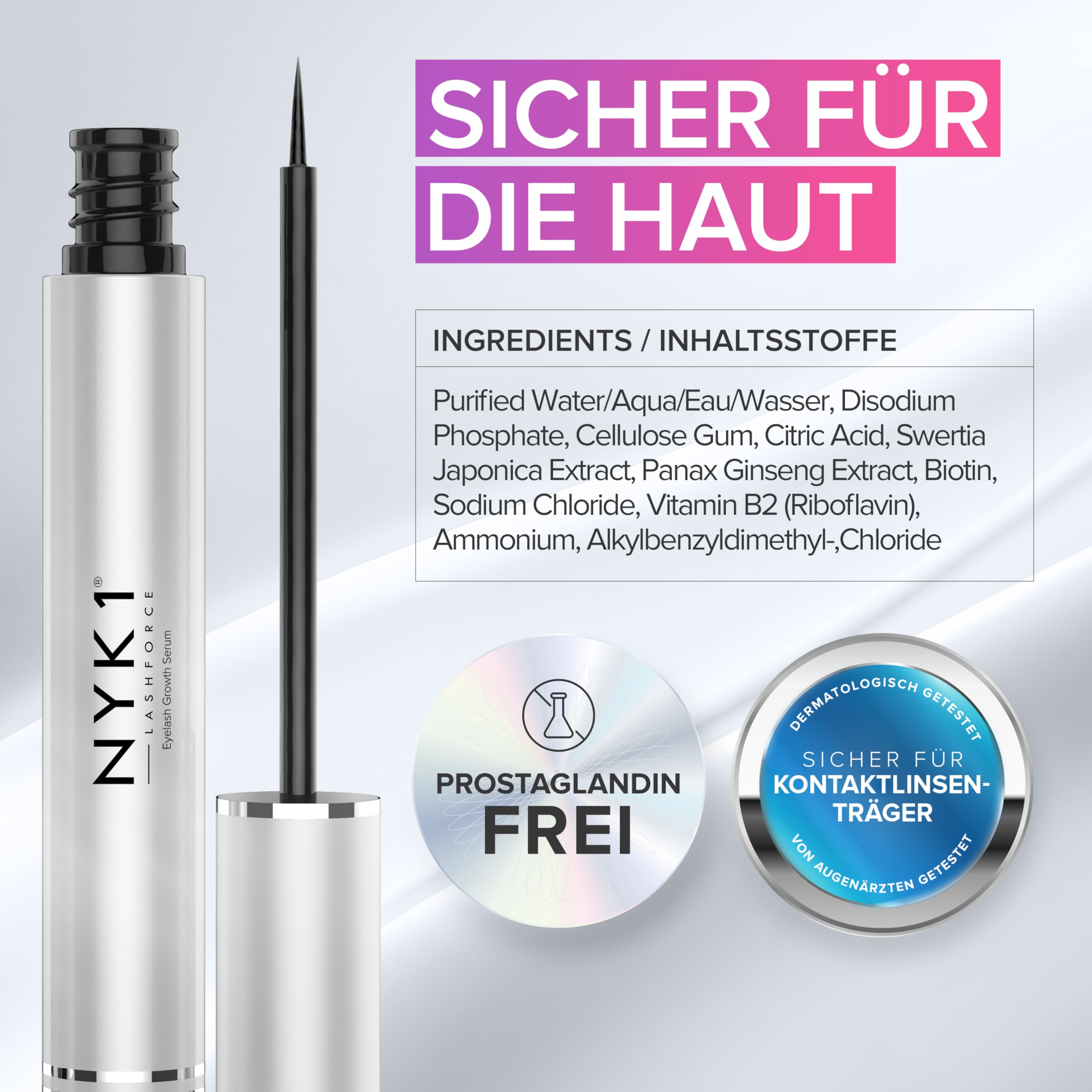 NYK1 SKONCENTROWANE Serum do Rzęs Dla Dłuższe Rzęs | XL - 8ml | LashForce Serum do Rzęs dla Rzadkich, Krótkich i Cienkich Rzęs - Łatwa Formuła dla Pełniejszych i Gęstsze Rzęs