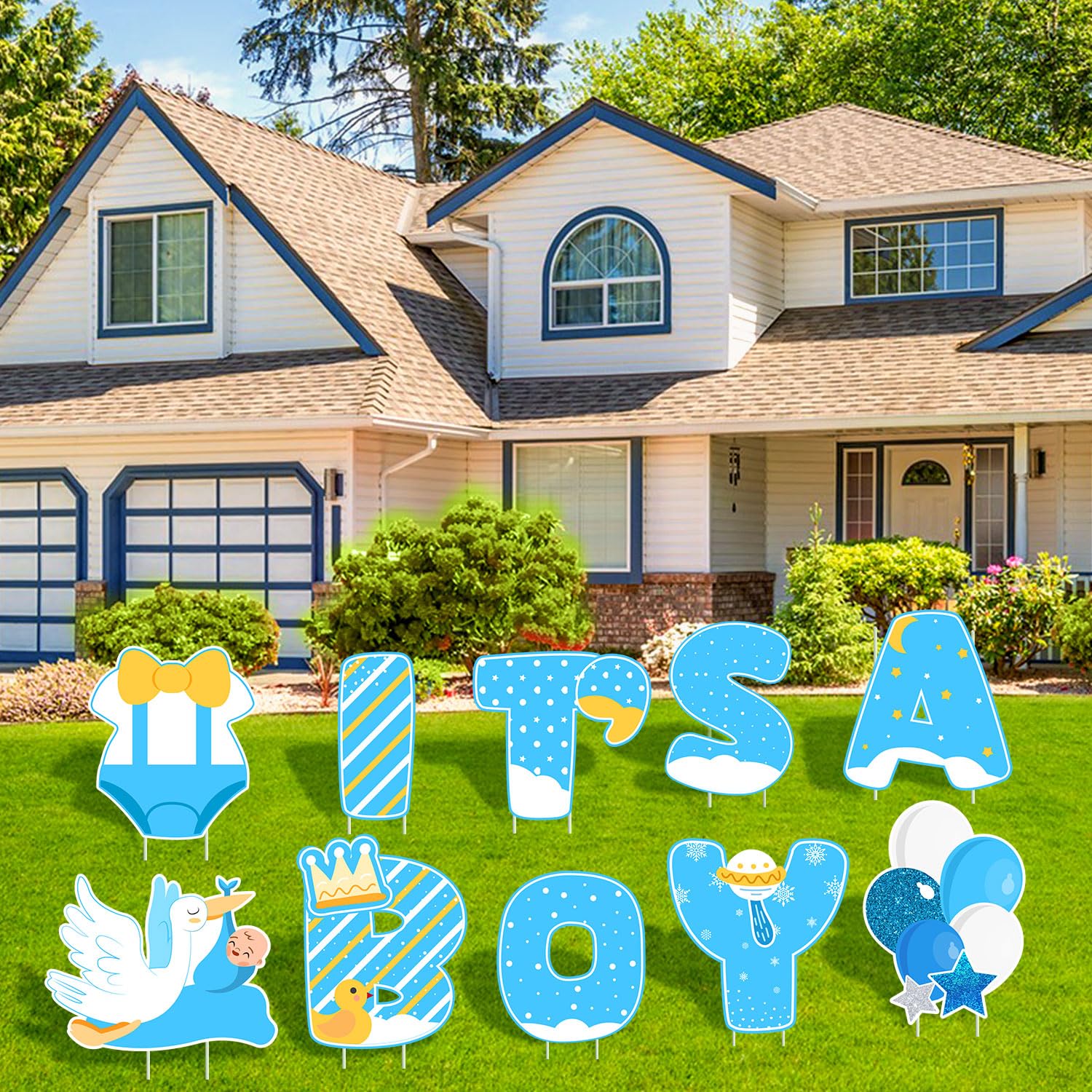 Gender Reveal Decorations Welcome Home Baby Boy Yard Signs - 2PC Blue Lawn  Signs With Stakes | Gender Reveal Party Decor Baby Welcome Sign, image size:1500x1500