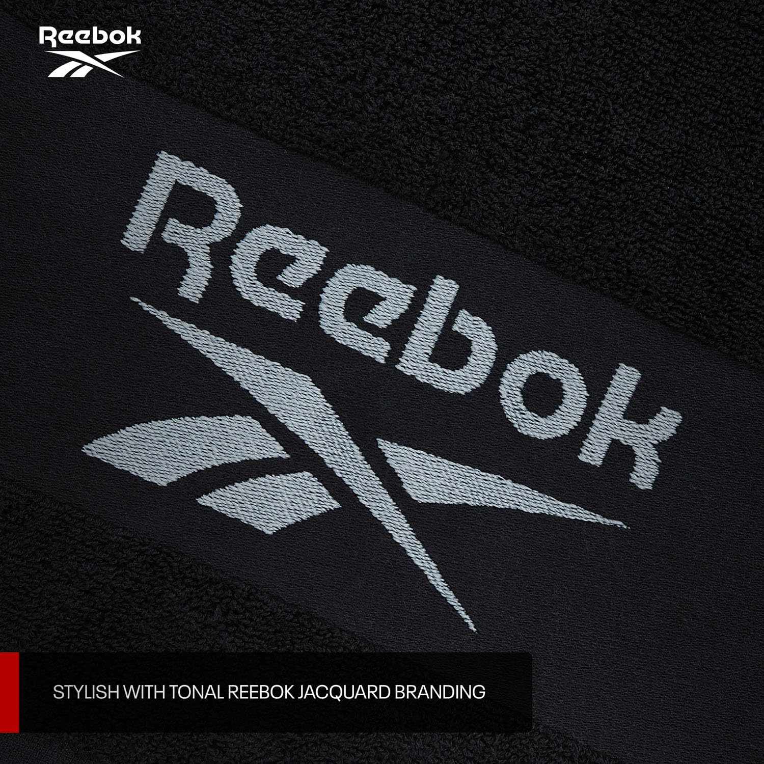 Reebok Toalla de Gimnasio Capri de Algodón 40x80 cm Negro