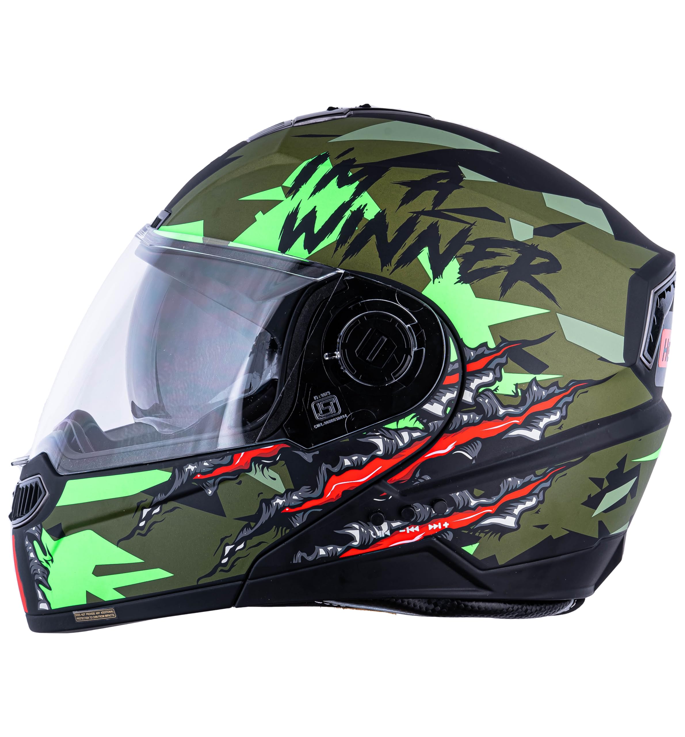 Helmet N2 Air 7: Smart Bluetooth Helmet with Calls | Music | GPS | Waterproof | Voice Assistant & Dual Visor (Matt Green, L)