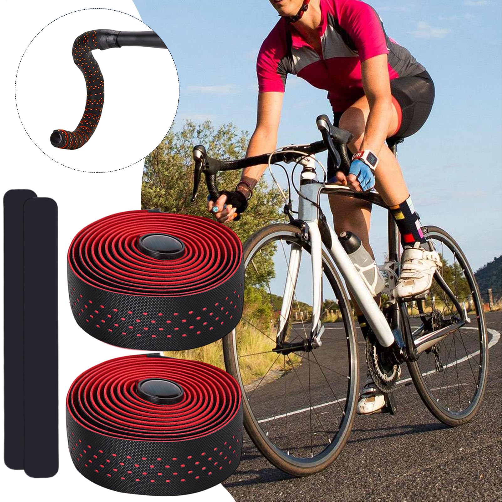 Generico Nastro Manubrio da Bici - Antiscivolo e Smorzamento Vibrazioni,Nastro Avvolgimento Manubrio Bici Gravel | per Ciclismo, Viaggi, Spostamenti Quotidiani, Avventura, Manutenzione, Uomini e