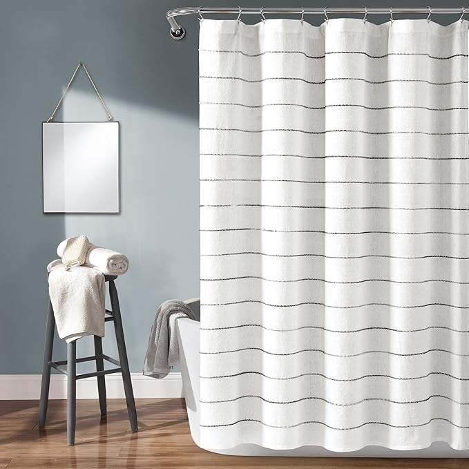 Lush Decor Ombre Stripe Yarn Dyed Cotton Shower Curtain