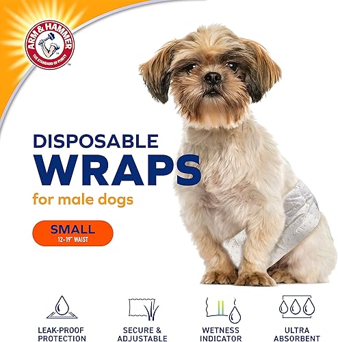 Miniatura 8 de Arm & Hammer Pañales para perros hembras, tamaño grande, 12 unidades  Pañales ultraabsorbentes y ajustables para perras con protección a prueba de