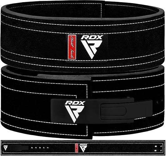 RDX Powerlifting Belt for Weight Lifting - Approved By IPL and USPA Lever Buckle Gym Training Belt 10mm Thick 4 inches Lumbar Back Support - Great for Strongman, Bodybuilding, Deadlifts & Squat - Black - Large