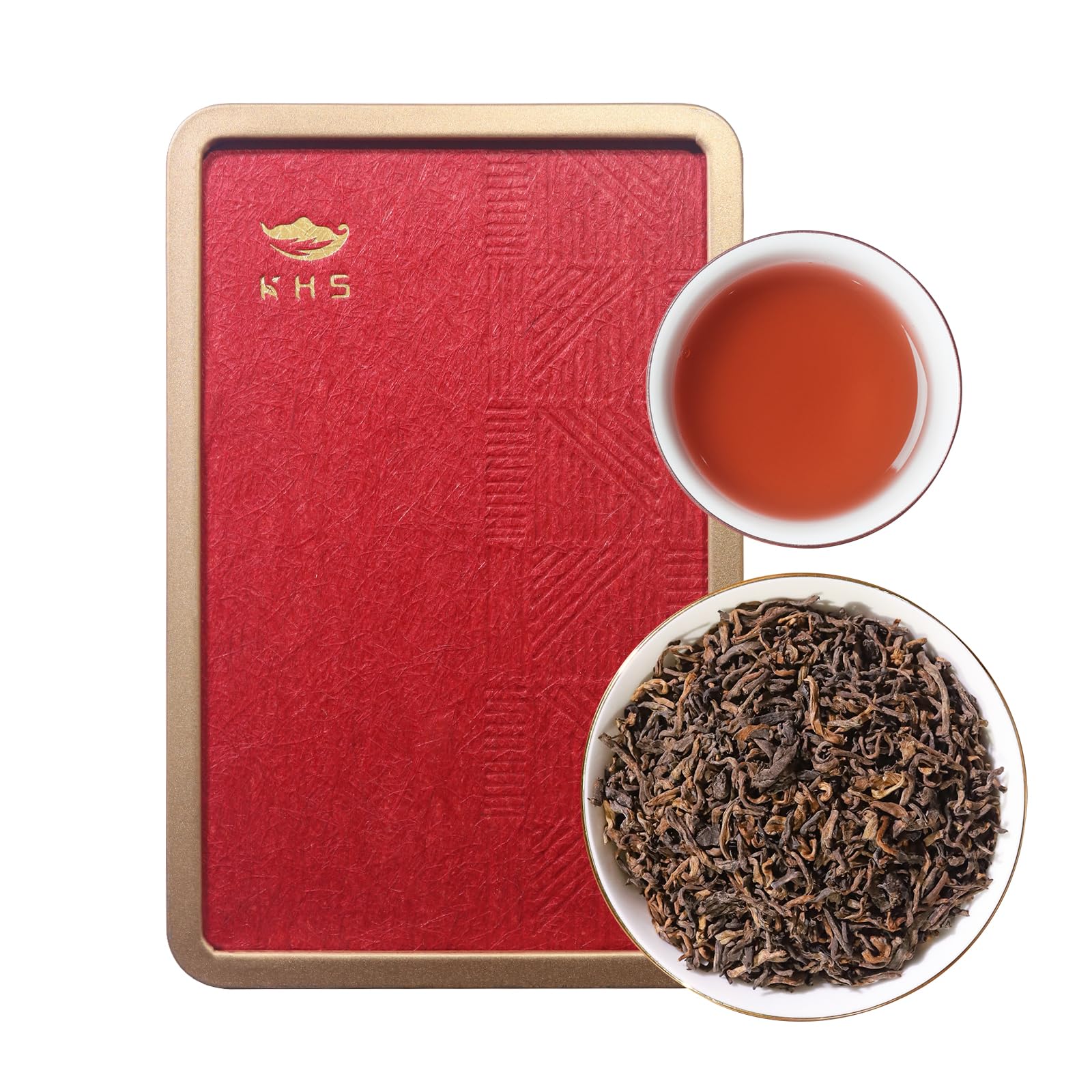 KHS Organic Imperial Leaf Puerh Tea Grade AAA, 3.53 OZ Aged Fermented Chinese Yunnan Puer tea, No Dust Production Workshop, Natural Organic Planting