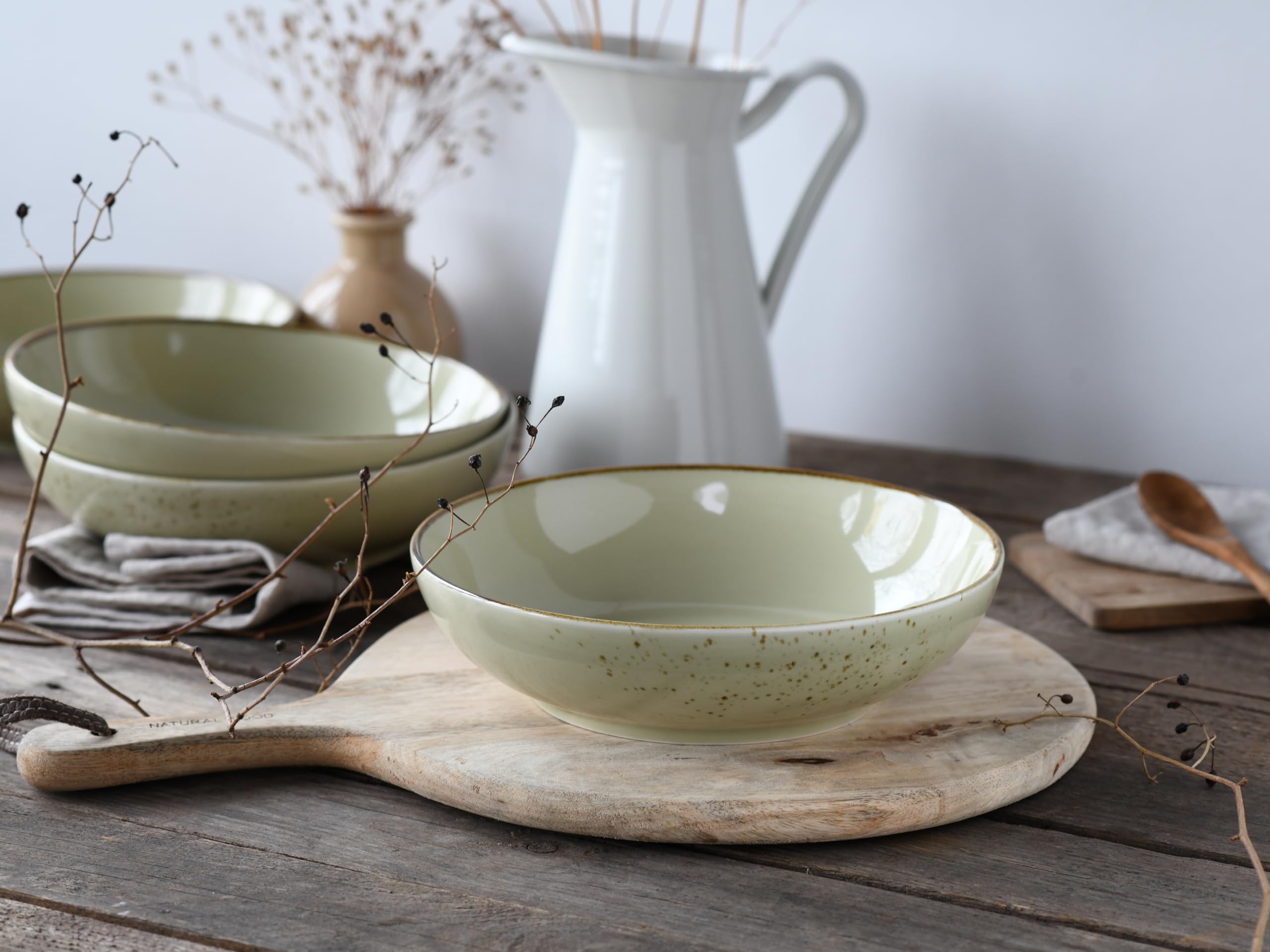 Creatable, Serie Nature Collection, Bowl-Set aus Steinzeug, spülmaschinen- und mikrowellengeeignet, Qualitätsproduktion (Earth, Poke Bowl 4 teilig)