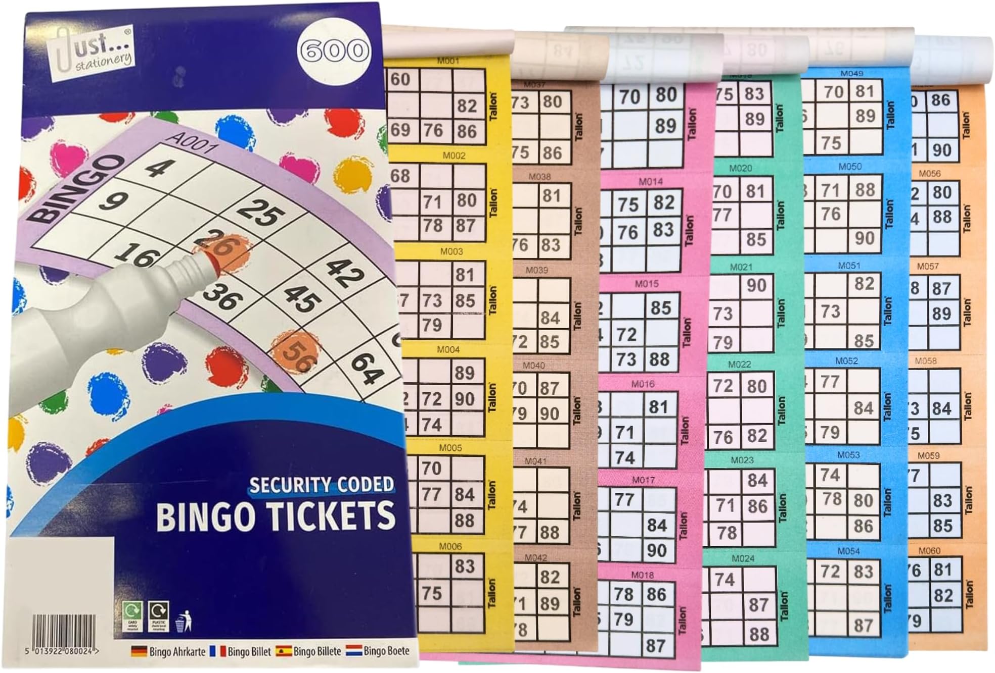 Bingo Books - 600 Game Tickets | Stationary Fun 6 Game | 1 Book Assorted Colors