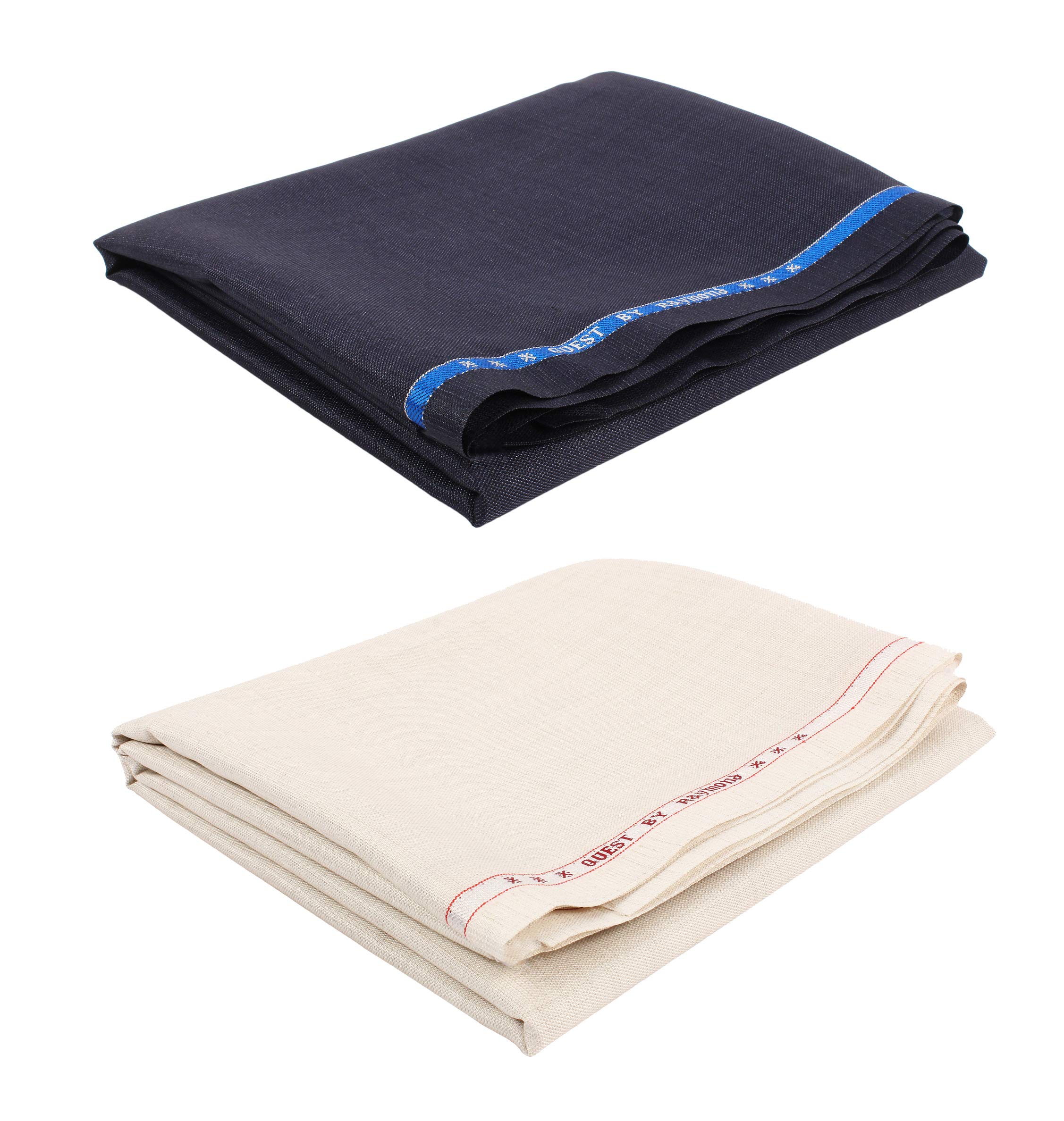 raymond Men's Poly Cotton Unstitched 1.2 m Trouser Fabric (Blue, Free Size) Combo of 2 Pieces-picture-31