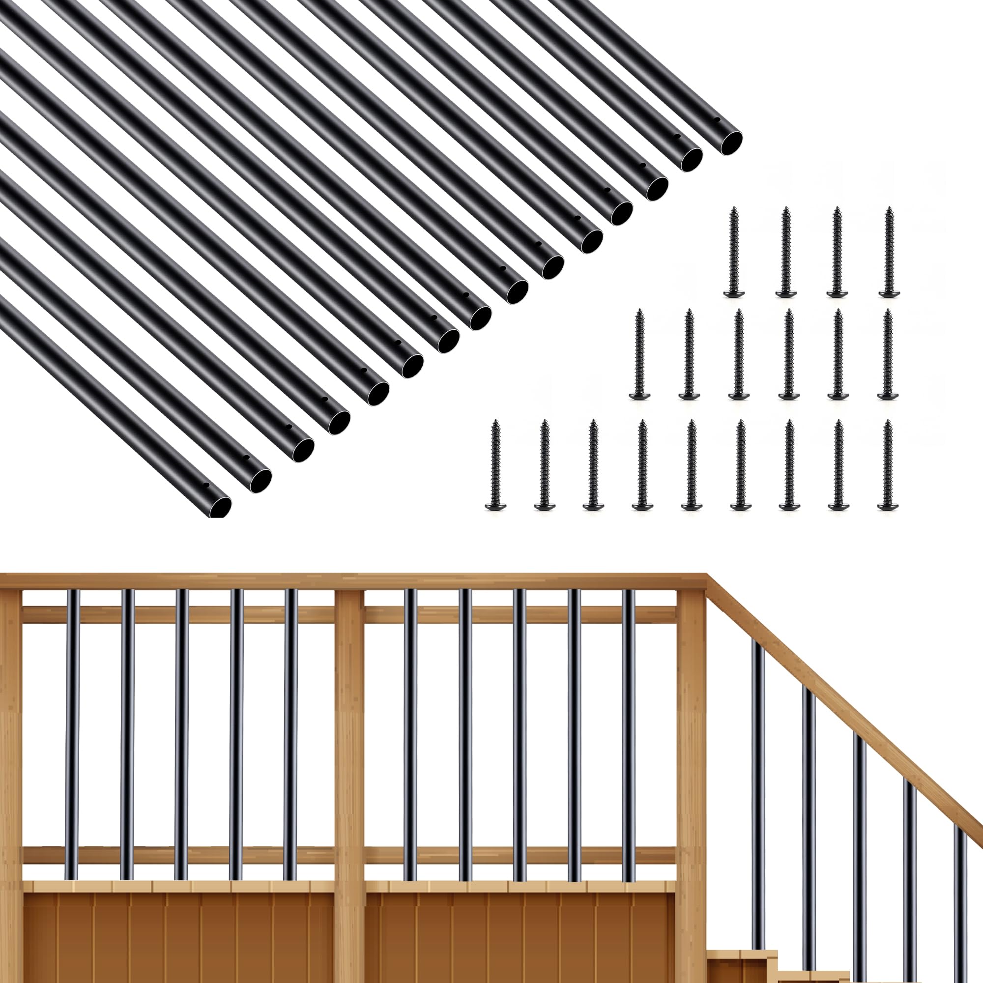 Balusters Deck Spindles, 101 Pack Staircase Baluster with Screws, 26