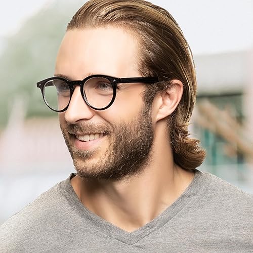 Miniatura 3 de Lentes de luz azul redondos negros para hombres y mujeres para lucir modernos con visión clara, anteojos de lectura duraderos para mujeres y