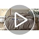 JIYUAN 100% Washed Cotton Duvet Cover Set 3 Pieces Queen, 1 Duvet Cover 90x90 Inches(Comforter Not Included) and 2 Pillowcases,Linen Feel Bedding Set Comfy and Breathable, Heathered Warm Taupe