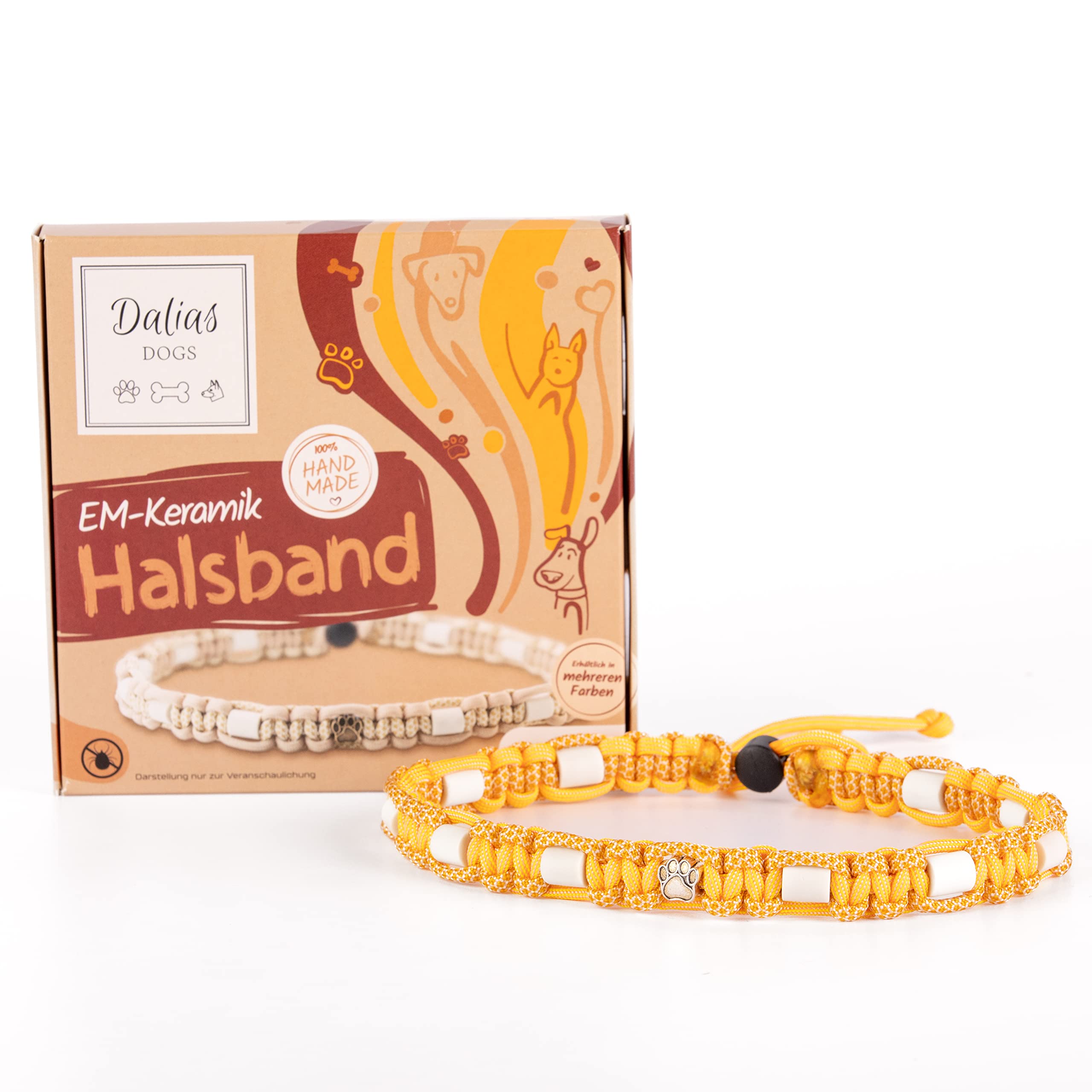 Dalias Dogs - Premium EM ceramic dog collar, cat collar, dog jewellery collar paracord (41-50 cm, honey pastel) - Image 2