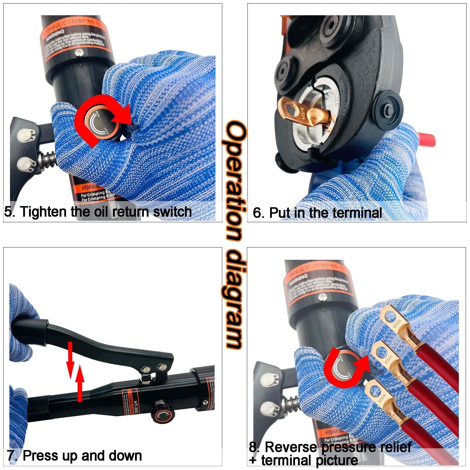 Alicates de Crimpado, Herramienta hidráulica de prensado y corte 2 en 1 for prensar cables de 10-300 mm2 y cortar cables de 300 mm2
