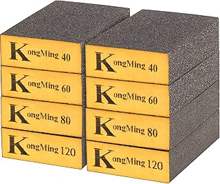 KONGMING Sanding Block Sanding Sponges 8 Pack Wet and Dry Dual use 40 60 80 120 Grits Fine sanding blocks for Car Washable and Reusable Ideal for Wood Wall Metal Car Polishing