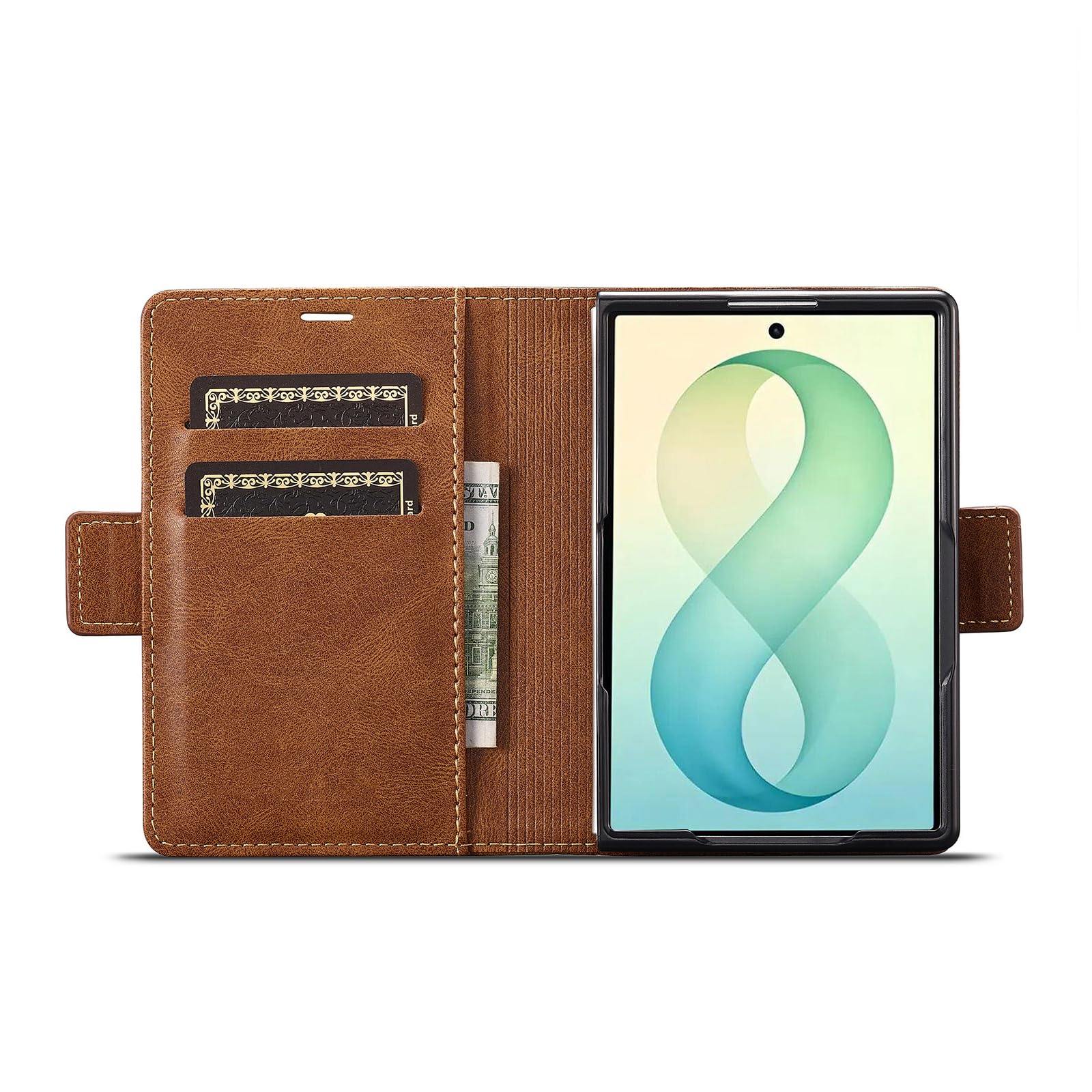 Ribaltabile Cover per Samsung Galaxy Z Fold 8, D'epoca Pelle Portafoglio