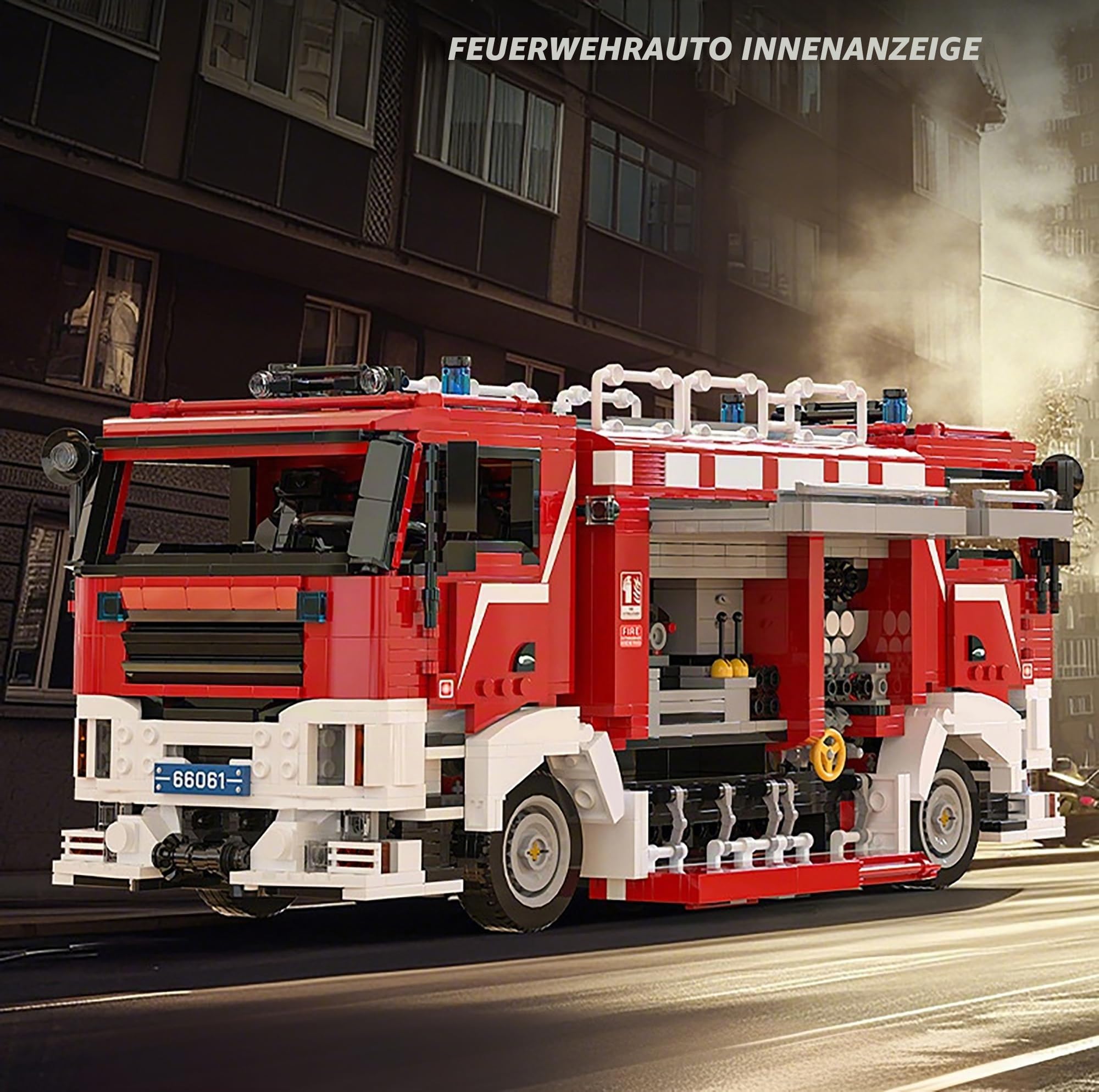 Technik City Feuerwehrauto Bausteine, 2712 Teile Rettungs Feuerwehrauto Modellbausatz, MOC Fahrzeuge Modell Spielzeug, Spielzeug für Erwachsene und Jugendliche ab 16 Jahren