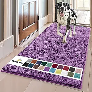 Muddy Mat® Original Dog Door Mat for Muddy Paws, Super Absorbent Microfiber, Non-Slip Washable Pet Rug, Quick Dry Chenille Entryway Carpet, Machine Washable Indoor Outdoor mat, Purple 35"x60"