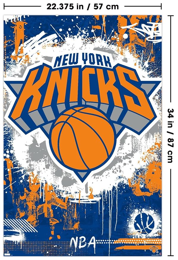Trends International NBA New York Knicks - Maximalist Logo 23 Wall Poster, 22.37" x 34.00", Poster & Push Pin Bundle by Trends International - Used condition - Image 3