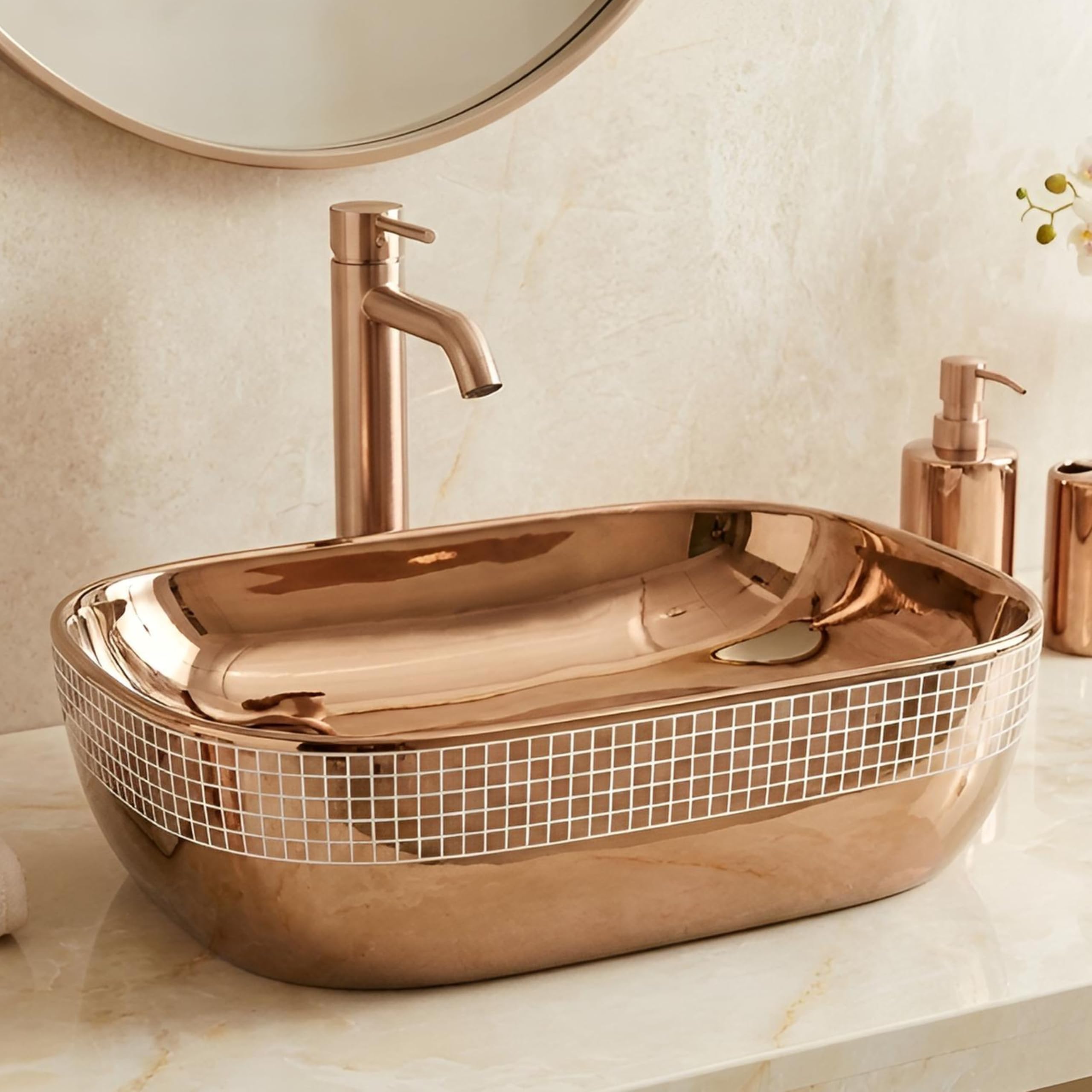 BASSINO Table Top Wash Basin - Glossy Blue & Gold -16 BASSINO Table Top Wash Basin - Glossy Blue & Gold -16