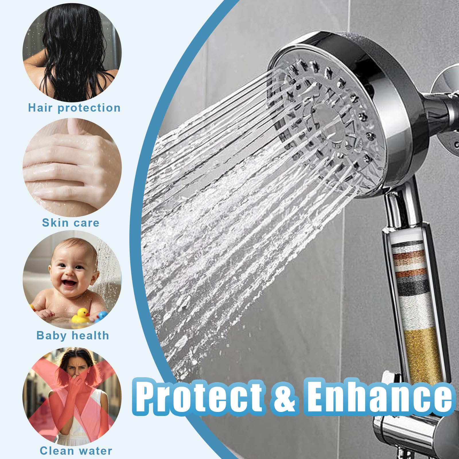 Cartuchos de filtro de ducha compatibles con Cobbe, filtros suavizantes de agua, elimina el cloro y evita la piel seca y con picazón (10 unidades)