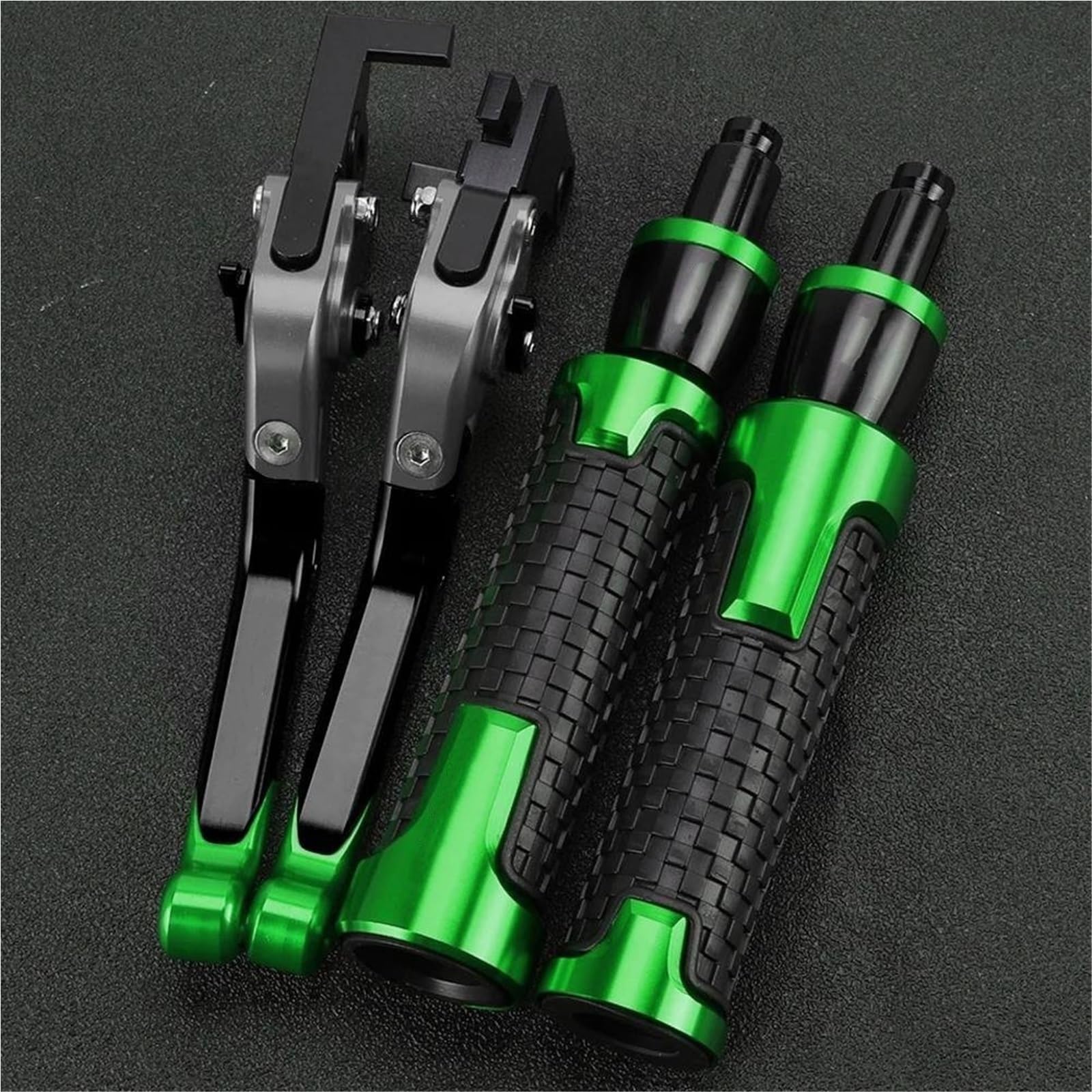 Tgvselpj Green 7 Motorcycle Part Motorcycle Foldable Adjustable Brake Clutch Levers Handlebar Grips Ends For Kawasaki Zrx1100 1200 1999-2007(Green 7)