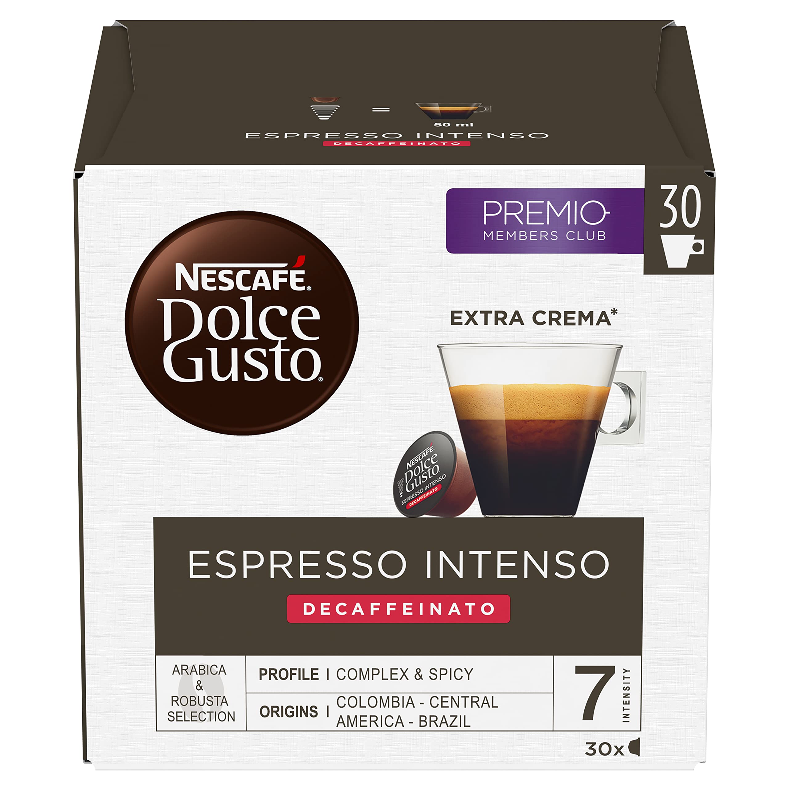 Nescafé Dolce Gusto Espresso Intenso Descafeinado - Packs de cápsulas 3x30 y 3x16 - Total: 90 cápsulas